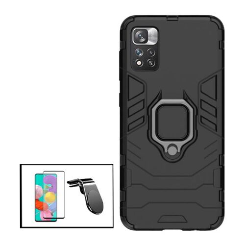 Kit Film De Verre Trempé 5d Full Cover + Coque 3x1 Military Defender + Support Magnétique L Conduite En Toute Sécurité Pour Xiaomi Redmi Note 11 Pro
