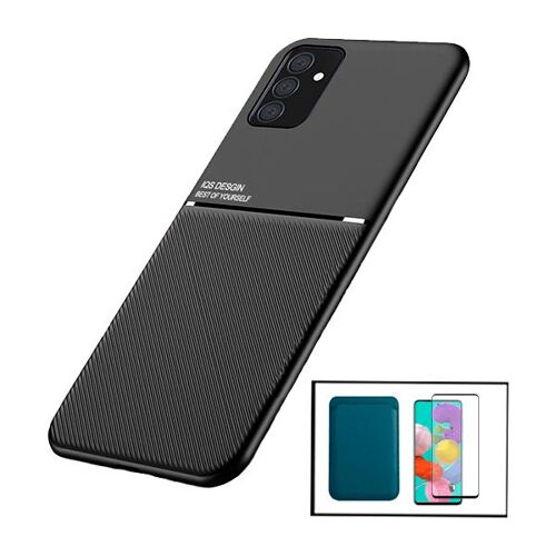 Kit Coque Magnetic Lux + Magnetic Wallet Blue + 5d Full Cover Pour Samsung Galaxy M52 5g