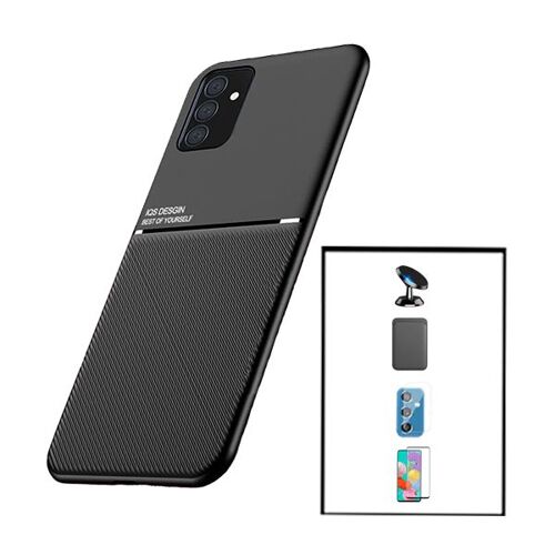 Kit Coque Magnetic Lux + Magnetic Wallet Noir + 5D Full Cover + Film de Caméra Arrière + Support Magnétique de Voiture pour Samsung Galaxy M52 5G