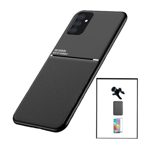Kit Coque Magnetic Lux + Magnetic Wallet Noir + 5D Full Cover + Support Magnétique de Voiture Renforcé pour Samsung Galaxy M52 5G