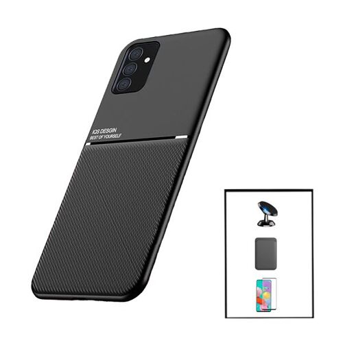 Kit Coque Magnetic Lux + Magnetic Wallet Noir + 5D Full Cover + Support Magnétique de Voiture pour Samsung Galaxy M52 5G