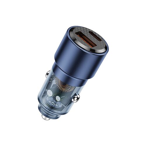 Chargeur De Voiture Transparent, 95w, Charge Rapide, Qc 3.0, Scp 3a, Pd (Bleu Transparent)