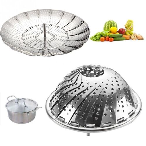 Panier À Vapeur En Acier Inoxydable, Plat Pliant De 9 Pouces, Maille Cuiseur De Légumes, Outil De Cuisine Extensible