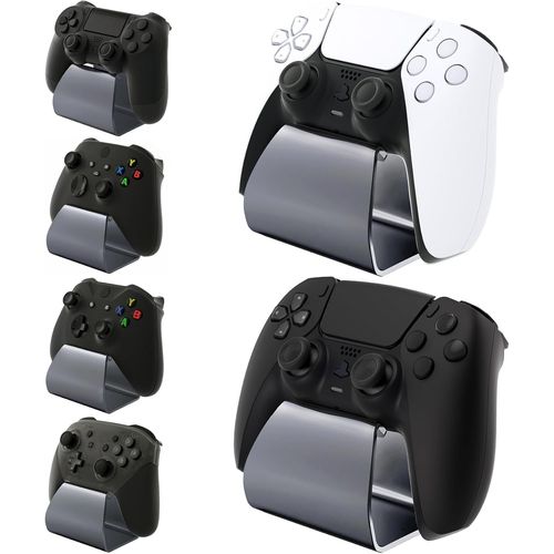 Support pour ps5,Porte Manette pour ps4 Socle pour Xbox Series/One X S,Stand-AL Controller Holder Métal pour Switch Pro avec Caoutchouc Antidérapant-Gris(2PCS)