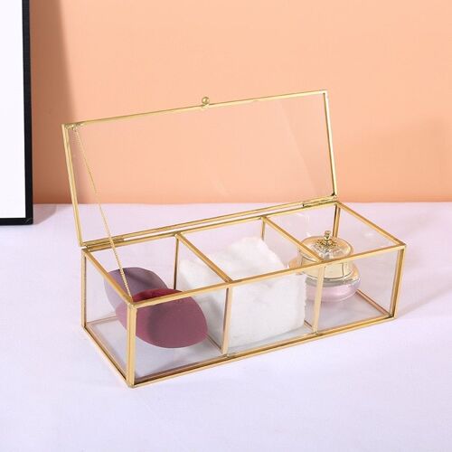 Boîte De Rangement Pour Cosmétiques Avec Couvercle, Boîte De Rangement Pour Cosmétiques, Organisateur De Maquillage Avec Couvercle, Outils Anti Poussière, Conteneurs En Verre De Bureau, Étui Pour Cosmétiques
