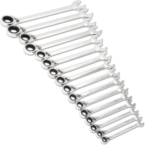 9602N Jeu De Clés Mixtes À Cliquet Réversible À 72 Dents Et 12 Pans,16 Pièces