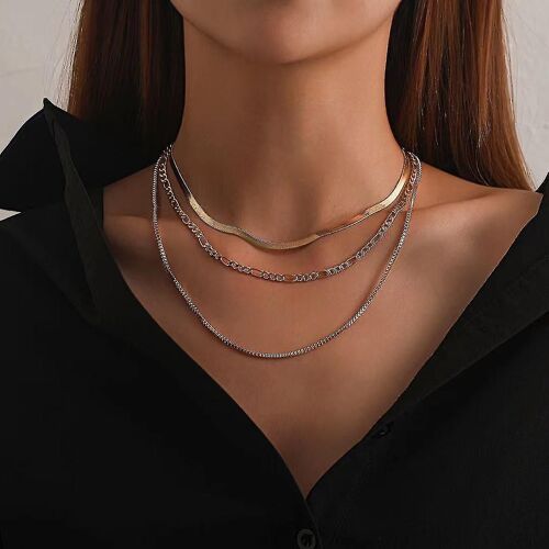 Punk Layered Necklace Snake Bone Ras De Cou Colliers Minimaliste Chaîne Bijoux Pour Femmes Et Girls_Feb