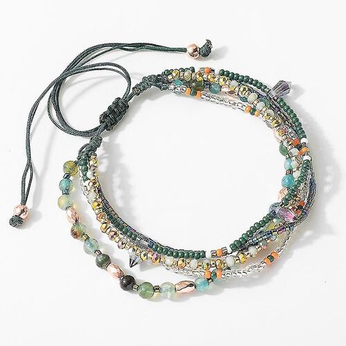 Tissé Fait À La Main Ethnique Réglable Cristal Bracelet Cadeau Femmes Bracelet