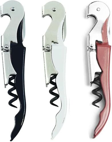 Ouvre-Bouteille En Tire-Bouchon Ensemble De 3, Ouvre-Vin Trois-En-Un En Acier Inoxydable, Tire-Bouchons De Serveur Et Coupe-Aluminium Pour Sommeliers, Serveurs Et Barmans