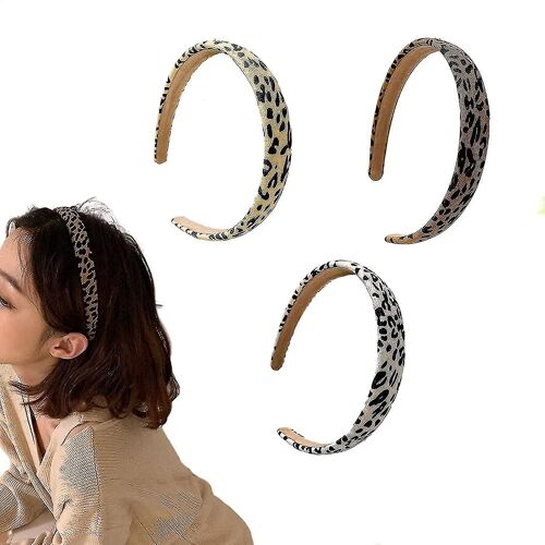 Bandeaux De Mode Léopard Pour Femmes Filles 3 Pcs Antidérapant Léopard Guépard Imprimer Mignon Élastique Mince Bande De Tête Bandes De Cheveux Accessoires Pour Femmes G