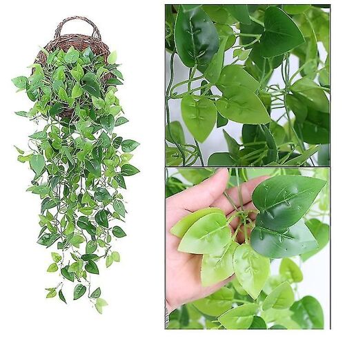 2pcs Simulated Plant Artificial Vine Green Anaapple Wall Hanging Excluant Panier