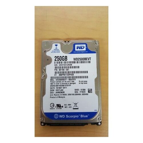 Disque dur 2.5" Hard Disk Drive HDD Western Digital WD2500BEVT 250GB 5400 rpm 591194-001