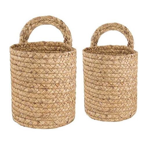 Panier De Jardinière En Rotin Suspendu Au Mur, 2 Pièces, Corde Suspendue, Pour Pot De Fleurs, S & L