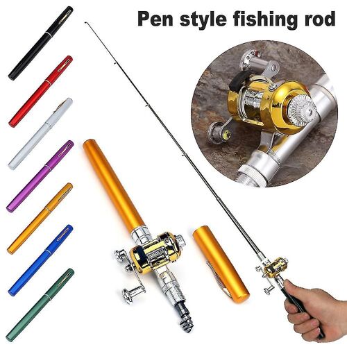 Canne À Pêche De Poche - Stylo Télescopique Pole À Pêche Et Bobine Combo, Portable Small Fishing Pole Mini Fishing Rod Kits De Pêche