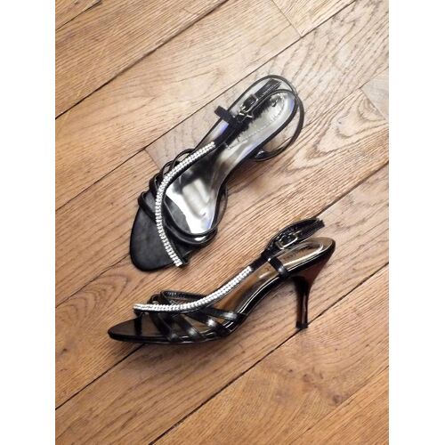 Escarpins Ouverts À Talons Noir Avec Strass- Taille 36- - Delicious Angel