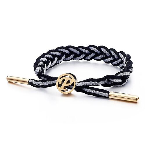 Bracelet De Sport En Lacet De Basket-Ball Tressé Avec Acier Titane Lettre Anglaise P Motif