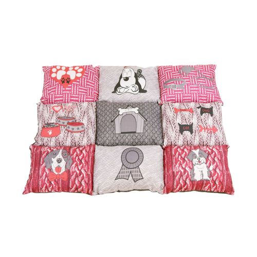 Couette Panier Pour Petit Chien Patchwork Matelassée Antidérapante 50 X 40 X 6 Cm