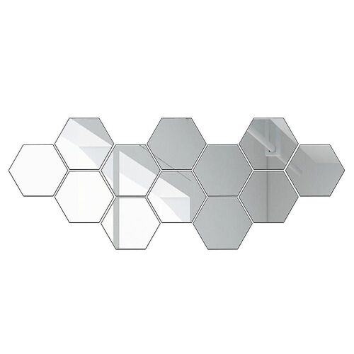 12pcs Hexagonal Acrylique Miroir Tridimensionnel Autocollants MurAux Arrière-plan Miroir Décoratif Autocollants Salon Porche Patch