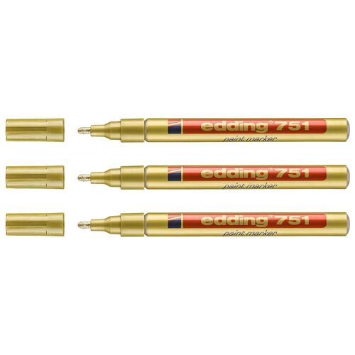 Edding Lot De 3 Marqueurs Peinture 751 Or 1-2 Mm