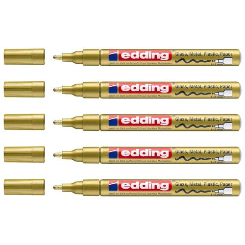 Edding Lot De 5 Marqueurs Peinture Brillante 751 Or 1-2 Mm