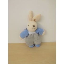 Doudou Lapin Gris Bleu Nounours