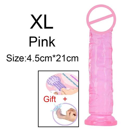Gros Gode Transparent Pour Femme, Ventouse, Msi, Bite, Jouets Sexuels, Clitori Doux, Masturbateur Vaginal, Pénis, 7.0 Anal, 5 Couleurs, Bon Marché--Pink-Xl