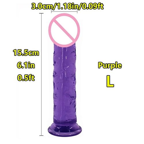 Super Bon Marché 7 Tailles 5 Couleurs Réaliste Doux Gelée Gode Ventouse Adulte Jouet Sexuel Pour Femmes Et Hommes Masturbateur Vaginal Et Anal--Purple 3.0