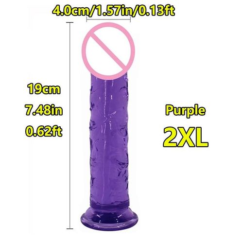 Super Bon Marché 7 Tailles 5 Couleurs Réaliste Doux Gelée Gode Ventouse Adulte Jouet Sexuel Pour Femmes Et Hommes Masturbateur Vaginal Et Anal--Purple 4.0