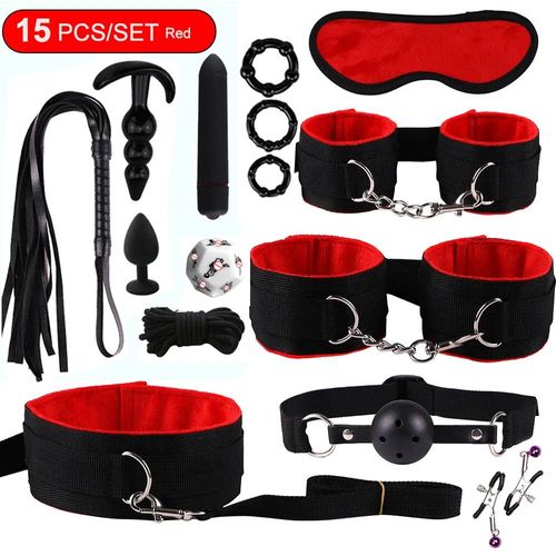 Jouets Sexuels Pour Femmes, Kit De Couples Sexuels Bdsm, Accessoires Érotiques, Menottes Pour Séance, Plug Anal, Jeu Sexuel, Jouets Sexy Pour Adultes, Sexyshop--15pc-Red