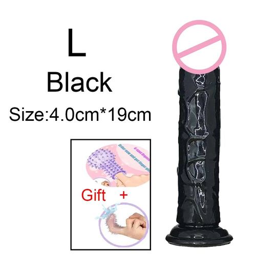 Gros Gode Transparent Pour Femme, Ventouse, Msi, Bite, Jouets Sexuels, Clitori Doux, Masturbateur Vaginal, Pénis, 7.0 Anal, 5 Couleurs, Bon Marché--Black-L