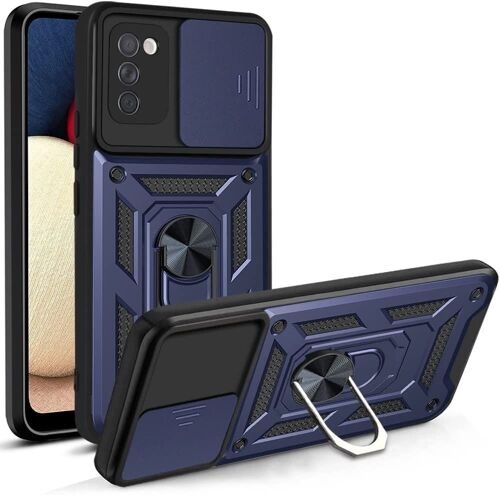 Coque Pour Samsung A02S (6.5'') Bleu Marine Anti-Rayure Bordure Renforcee Style Armee Cache Camera Dure Rigide