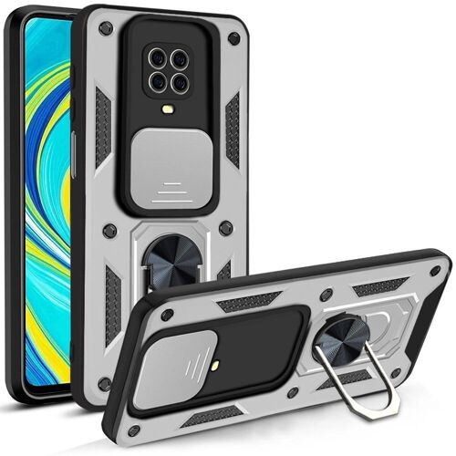 Coque Pour Redmi Note 9 (6.53'') Argente Dure Bordure Renforcee Epais Style Armee Rigide Antichoc