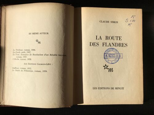 Claude Simon - La Route Des Flandres [ Relié - Septembre 1960 ]