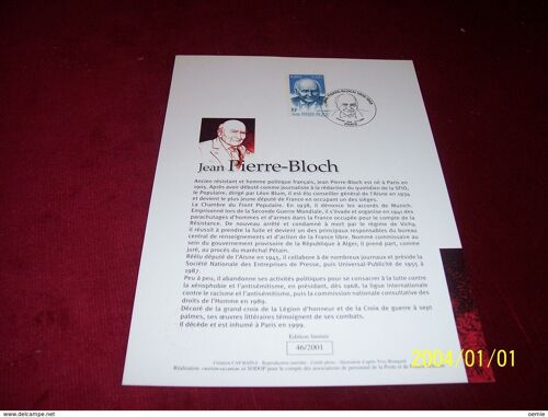 Cef ° Emission Limite N° 46 / 2001 Jean Pierre Bloch