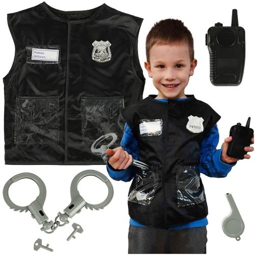 Costume De Carnaval Ensemble Déguisement Police 3-8 Ans