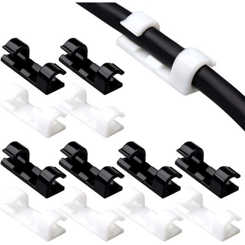 40 Pcs Clips Câbles Adhésives, Yuanzi Clips Attache Câbles Autocollant Pour Rangement Supprot Fils Electriques Pour Tv/Chargeur/Voiture/Bureau