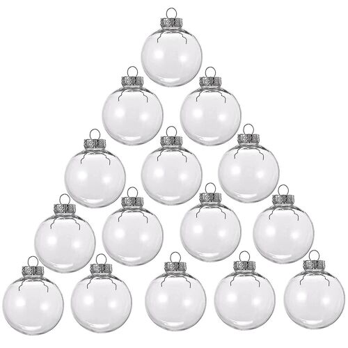 15 Pcs Rond Boules de Noël Claires Boules De Bricolage Remplissables En Boules De Noël En Plastique Arbre Décorati