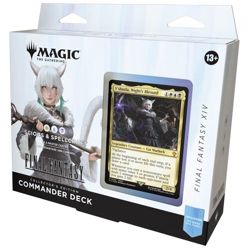 Magic: The Gathering Attention Produit Uniquement En Anglais. Deck Commander Magic: The Gathering Final Fantasy Xiv Édition Collector - Héritiers Et Magie (Deck De 100 Cartes Surge Foil, Booster Collector Échantillon De 2 Cartes + Accessoires)