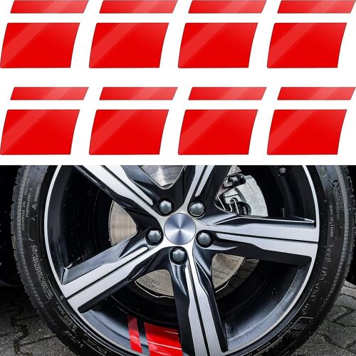 Jusch 8 Pcs Jante Décalcomanie Bandes Autocollants De Voiture Autocollants Réfléchissants Autocollants De Voiture Autocollants Automobiles Hash Stripe Autocollants Pour 18-21 Pouces Roues Pneu (Rouge)