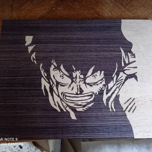 Marqueterie en bois placages luffy