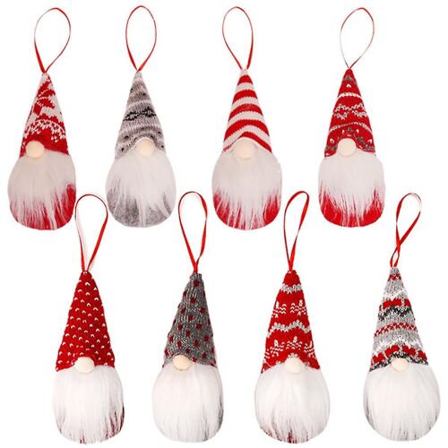 8pcs-Set suspendu poupée décorative Gnome pour arbre de Noël et chambre, artisanat nain