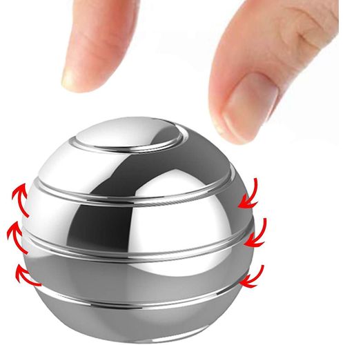 Jusch Kinetic Desk Toys,Whole Body Optical Illusion Fidget Spinner Ball,Cadeaux Pour Hommes,Femmes,Enfants Taille 1.58 »,Argent