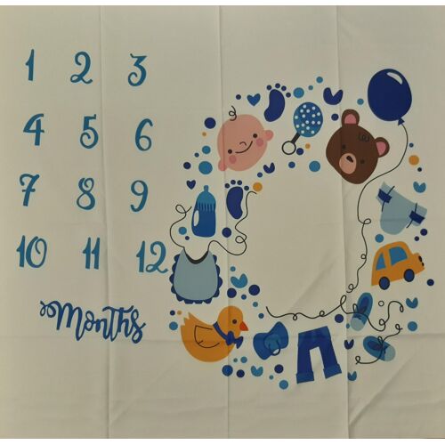 Couverture Photo Mensuelle Pour Bébé / Tapis Personnalisé Photographique Bébé 0-12mois Bleu