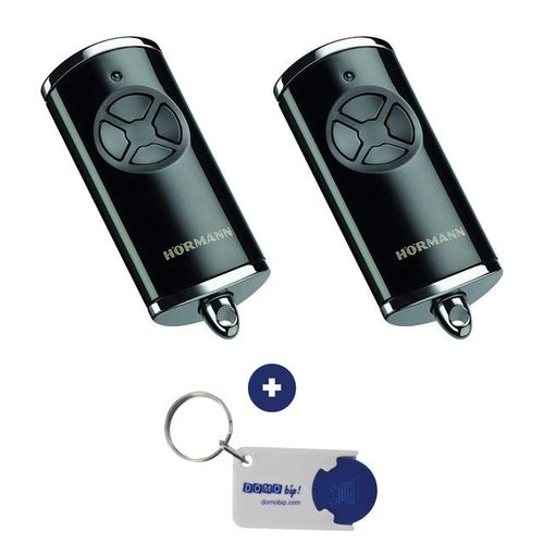 Lot de 2 télécommandes HÖRMANN HSE 4 BS Noir brillant + 1 Porte-clés DOMOBIP