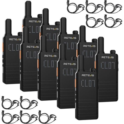 B63H Talkie Walkie,Nouvelle Version Du Rt622P (2.0),Pmr446 Radio Bidirectionnelle,Usb C,1620Mah,15 Mm Léger,Talkie Walkie Professionnel Pour Sécurité,Scolaire (10 Pcs,Noir)