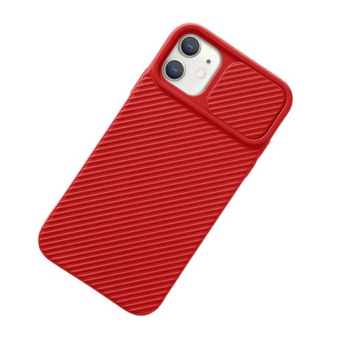 Compatible avec Apple iPhone 11 - Coque de téléphone pour iPhone 11 en TPU souple avec curseur de protection de l'objectif de l'appareil photo - rouge