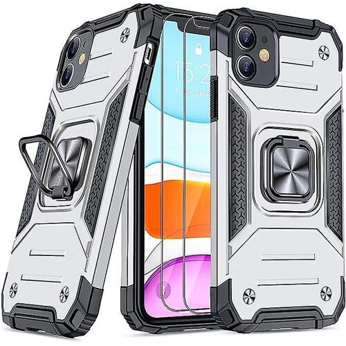 Protecteur d'amortissement doux ultra fin pour iPhone 11, protection robuste et protecteur de support annulaireSilver