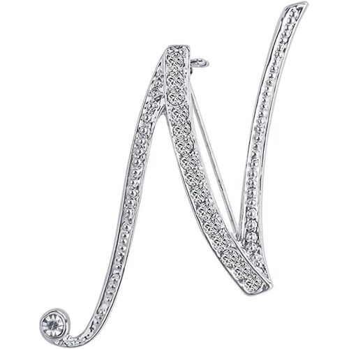 Broche Lettres Initiales Jusch A-Z Pour Femmes, Strass En Métal Plaqué Argent Clair Aaa + Cristal Épinglette Broches1pcs, Wz-1138r
