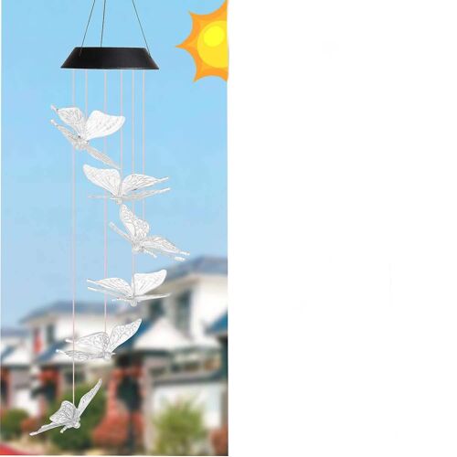 Carillons éoliens solaires papillon extérieurs, LED imperméable à l'eau extérieure