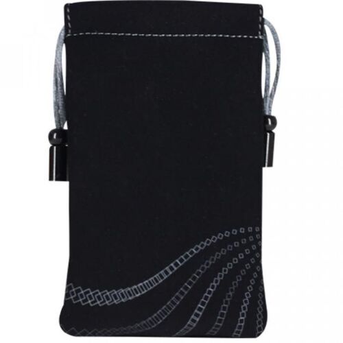 ETUI POUCH UNIVERSEL NOIR & GRIS EN PEAU DE PECHE A PERLES